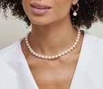 8.0-8.5mm Hanadama Pearl Necklace and Earring Set - Model Image