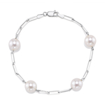 14K Gold Japanese Akoya Pearl & Chain Link Bracelet
