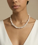 8.0-8.5mm White Freshwater Keshi Pearl Necklace - Model Image