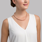 8.0-8.5mm Peach Freshwater Pearl Necklace - AAAA Quality - Secondary Image