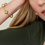 Golden South Sea Round Pearl Tincup Bracelet - Model Image