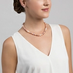 9.5-10.5mm Multicolor Freshwater Pearl Necklace- AAAA Quality - Model Image
