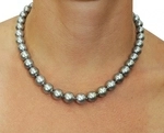 9-11.7mm Silver Tahitian South Sea Pearl Necklace - PSL Certified - Secondary Image