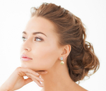 Golden Pearl & Diamond Eva Earrings - Model Image