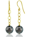 Tahitian South Sea Round Pearl Dangling Tincup Earrings - Third Image