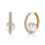 White Akoya Pearl & Diamond Hoop Lucia Earrings