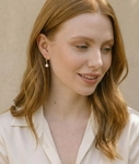 14K Gold Freshwater Pearl & Diamond Aria Earrings - Model Image