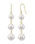 White Akoya Pearl Triple Drop Earrings - Third Image