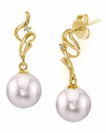 White Akoya Pearl & Diamond Aria Earrings