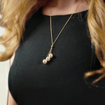 14K Gold Japanese Akoya Pearl Tincup Cluster Pendant - Model Image