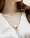 South Sea Pearl & Diamond Braided Pendant - Model Image