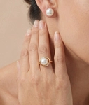 White South Sea Pearl & Diamond Ruby Ring - Model Image