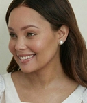 12mm South Sea Round Pearl Stud Earrings - Model Image