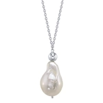 15mm 14K White Freshwater Baroque Pearl Solitaire Designer Pendant