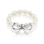 White Freshwater Pearl Sterling Silver Anabelle Adjustable Ring