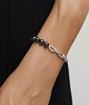 7.5-8.0mm Black Freshwater Pearl & Chain Blake Bracelet for Women - Third Image