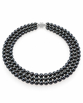 Triple Strand Black Akoya Pearl Necklace
