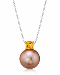 14K Gold Freshwater Pearl & Citrine Pendant