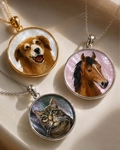14K Gold Custom Mother of Pearl Round Pendant - Third Image