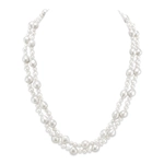 3-8mm White Freshwater Double Pearl Necklace - AAA Quality