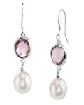 Freshwater Amethyst & Drop Pearl Hailey Tincup Earrings