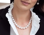 12-14mm White South Sea Round Pearl Necklace AAAA Quality - GIA Certified - Secondary Image