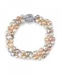 5-6mm Oval Multicolor Freshwater Pearl Triple Pearl Bracelet