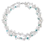 9-10mm Double Twisted White Freshwater Keshi Pearl Necklace