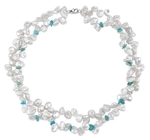 9-10mm Double Twisted White Freshwater Keshi Pearl Necklace