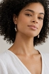 14K Gold Freshwater Multicolor Pearl Dangling Cluster Earrings - Model Image