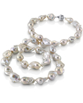 13-16mm White Freshwater Baroque Pearl Necklace - AAA Quality