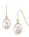 14K Gold Drop-Shape Freshwater Pearl Iris Earrings - Model Image