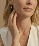 White South Sea Pearl & Diamond Huggie Eileen Earrings - Model Image