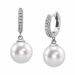 Freshwater Pearl & Diamond Huggie Eileen Earrings