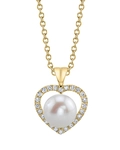 Freshwater Pearl & Diamond Heart Amour Pendant