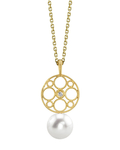 14K Gold Freshwater Pearl & Diamond Faye Pendant - Model Image