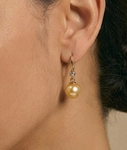 Golden Pearl & Diamond Michelle Earrings - Secondary Image