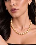 10-12mm Champagne Golden South Sea Pearl Necklace - Model Image