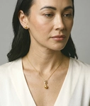 14K Gold Golden Pearl & Diamond Symphony Pendant - Model Image