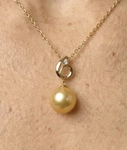 14K Gold Golden Pearl & Diamond Symphony Pendant - Secondary Image