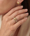 Golden South Sea Pearl & Diamond Jackie Ring - Model Image