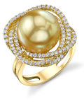 Golden Pearl & Diamond Braided Ring