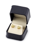 7mm Golden South Sea Round Pearl Stud Earrings - Secondary Image