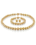 8-10mm Golden Round South Sea Pearl Set- AAAA Quality