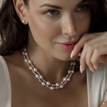 3-8mm Freshwater Multicolor Double Pearl Necklace - AAA Quality - Model Image