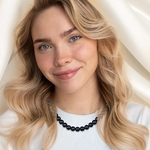 7.5-8.0mm Black Freshwater Pearl Necklace - AAA Quality - Secondary Image