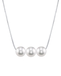 Pearl Moments - 9mm Freshwater Pearl Silver Adjustable Chain Necklace - Model Image