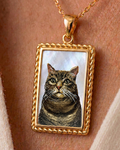 14K Gold Custom Mother of Pearl Rectangle Pendant - Model Image
