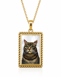 14K Gold Custom Mother of Pearl Rectangle Pendant