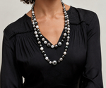 Opera Length 9-14mm Tahitian Multicolor South Sea Pearl Necklace - Model Image